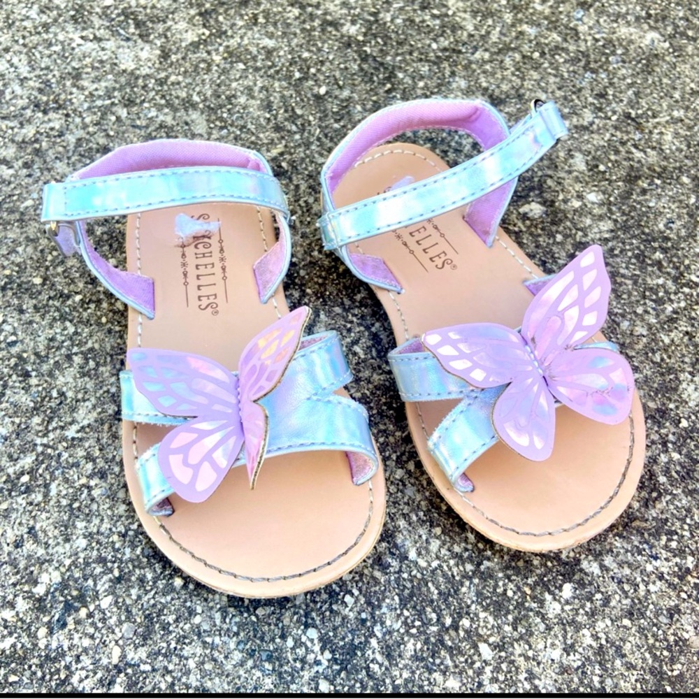 Butterfly Sandals Hologram Silver Toddler girl sz 7